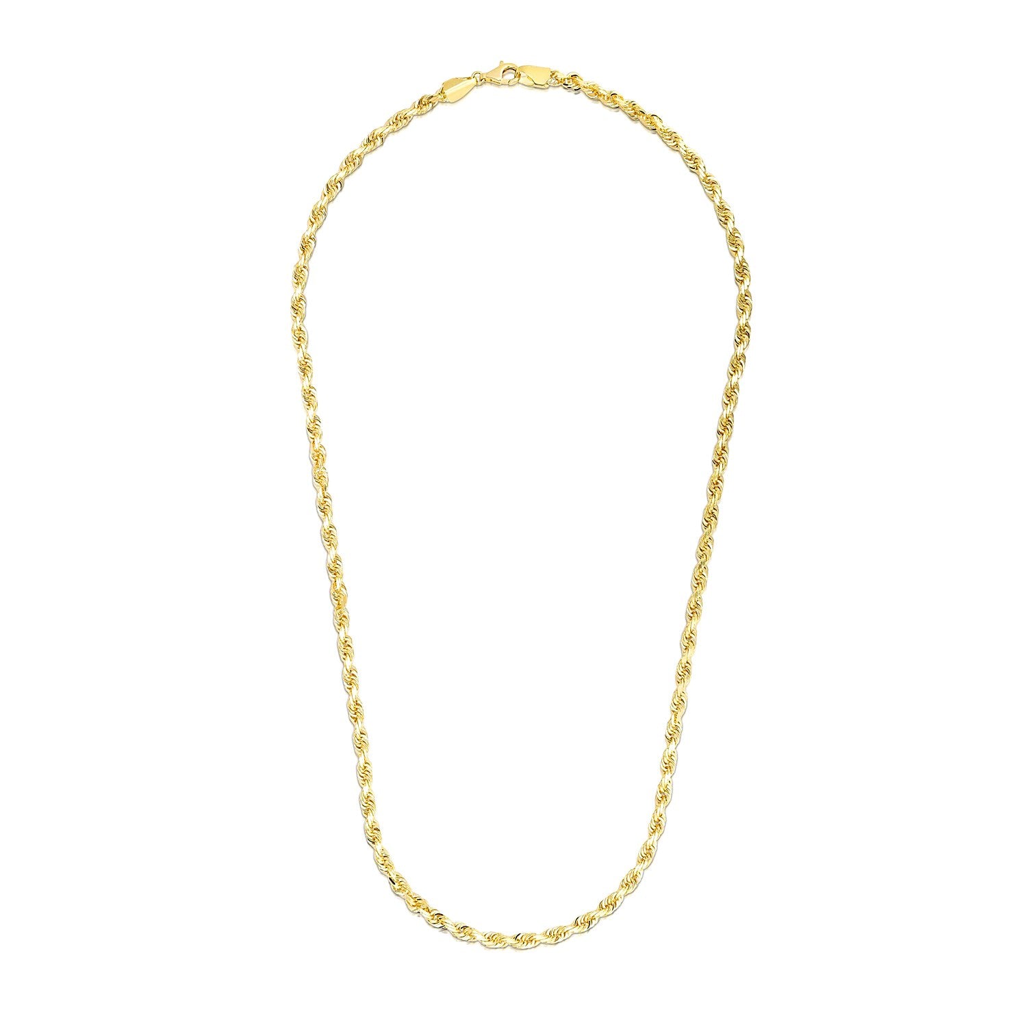 14k Yellow Gold Solid Diamond Cut Rope Chain (3.50 mm) in a sleek high-contrast midnight luxury editorial style